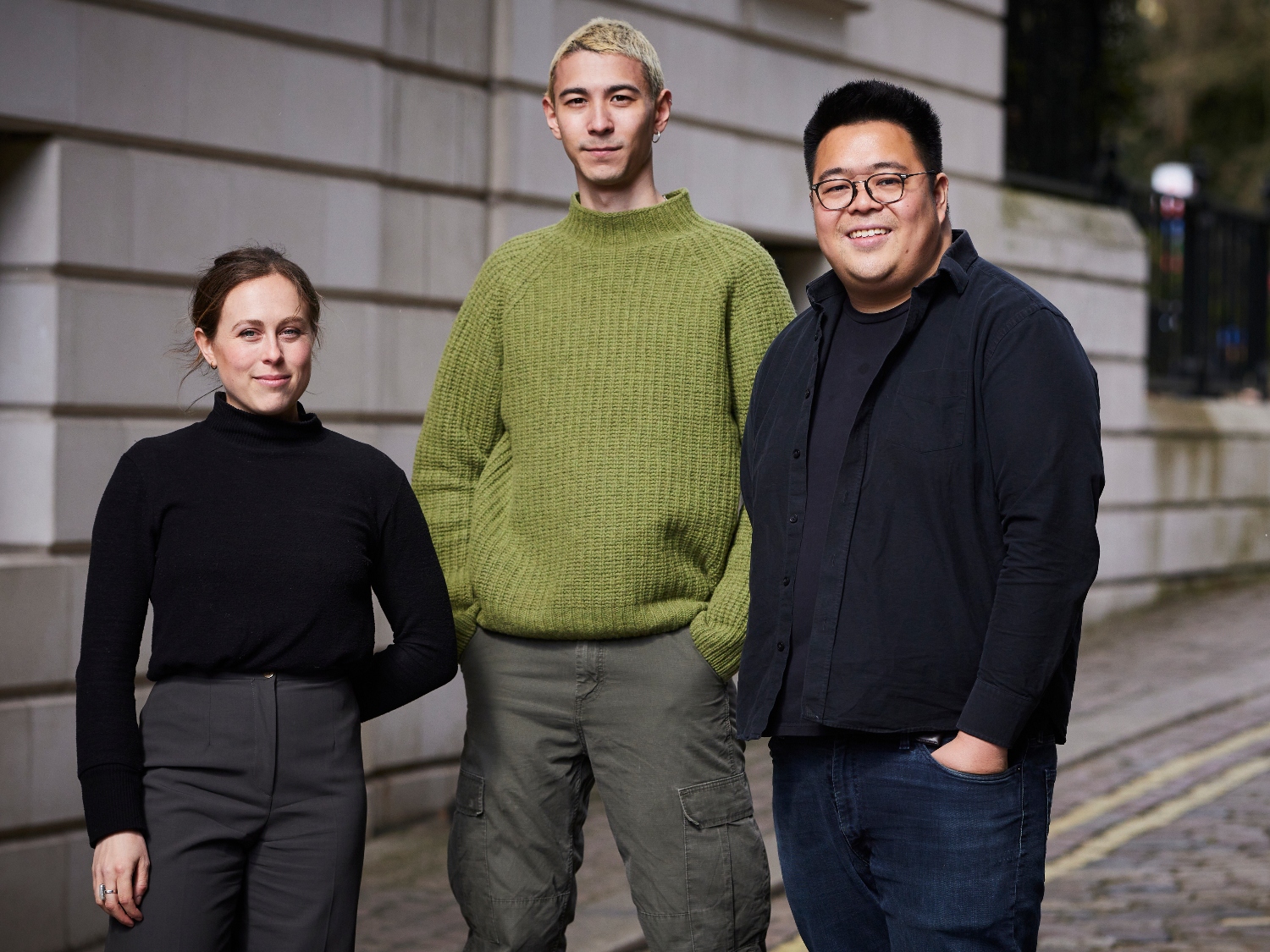 An image of the Tyre Collective founders Siobhan Anderson, Hugo Richardson, and Hanson Cheng 