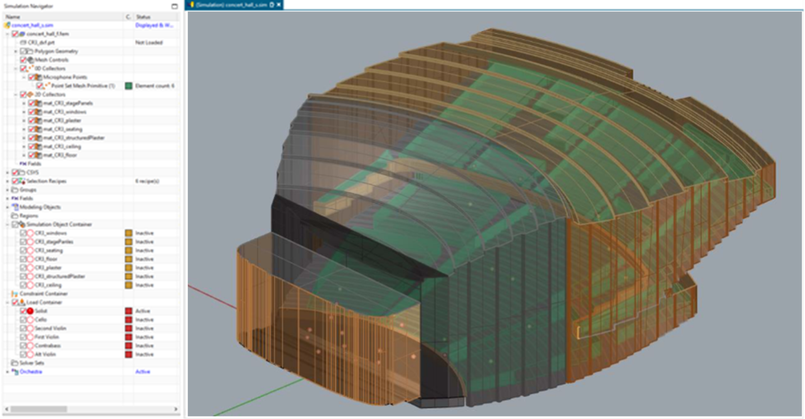 Software showing the digital twin of Salzburg's Festival Hall, which now simulates Mozart's musi