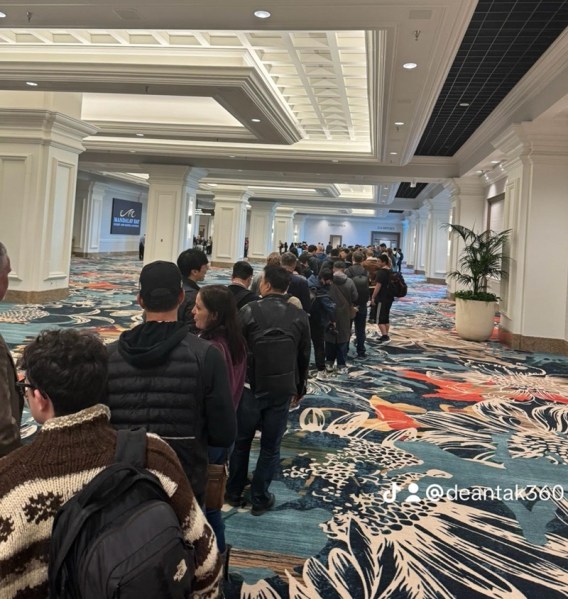 The line to get into the first press event at CES 2024.