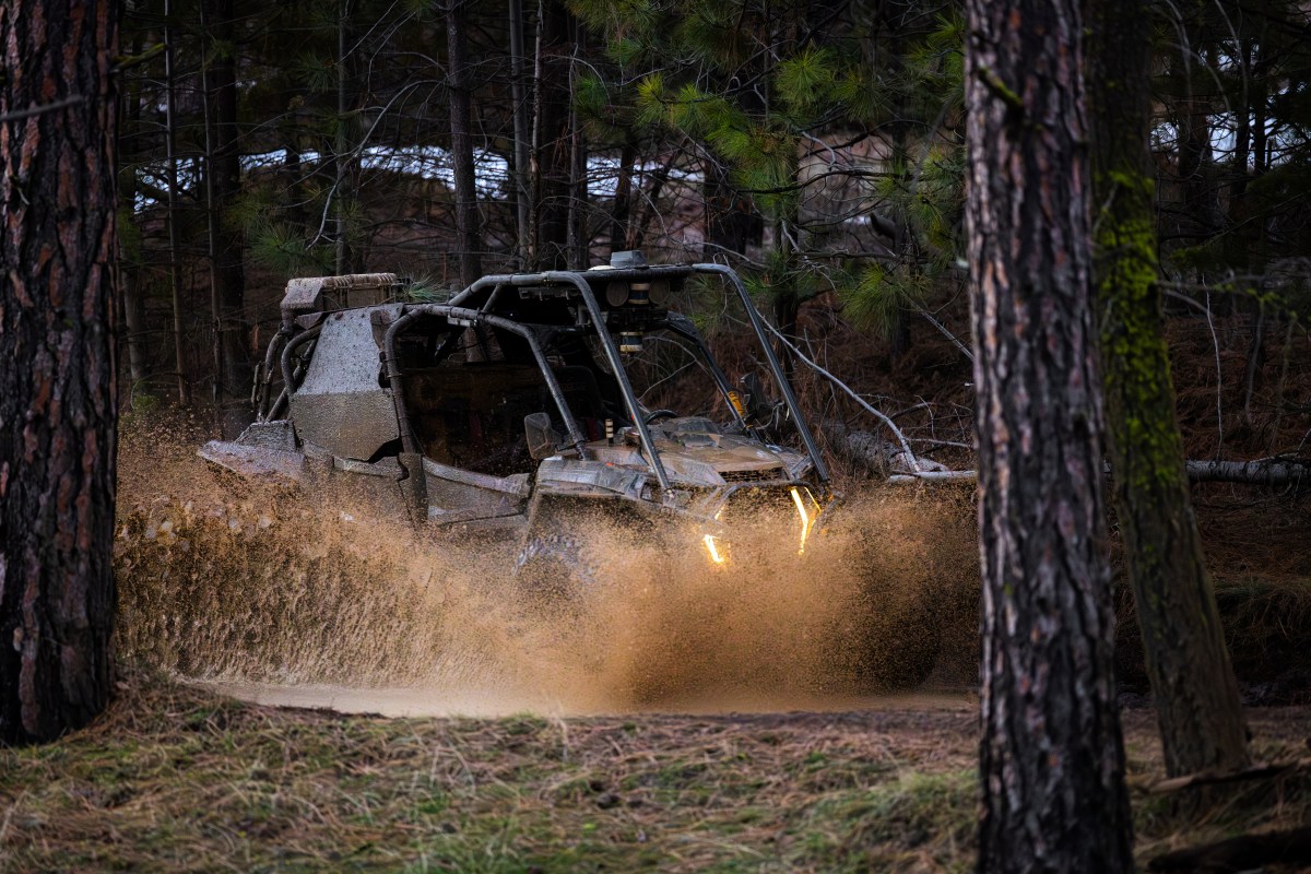 An ATV autonomously drives itself in off-road environment