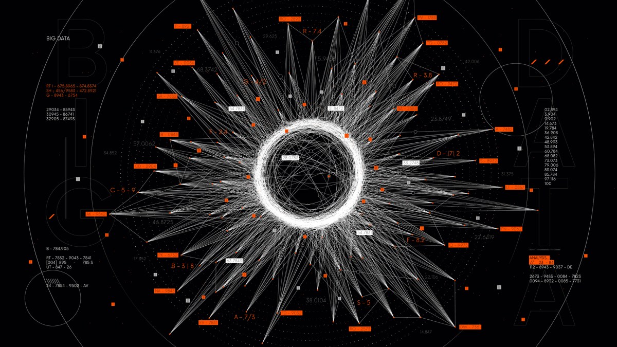 Cluster classification visualization big data stream, database cloud, futuristic technology hub