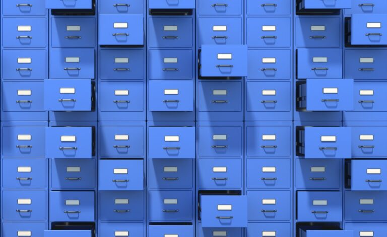 An illustration of stacks of filing cabinets