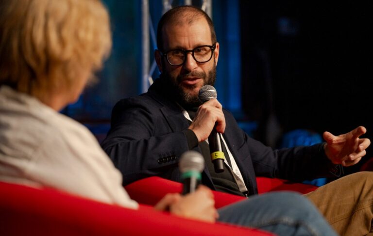 Francesco Cancellato, the director of Italian news website Fanpage.it, speaking at the International Journalism Festival in Perugia, Italy, in 2024.