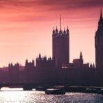 Big Ben, Westminster and House of Lords at the sunset. London. England.